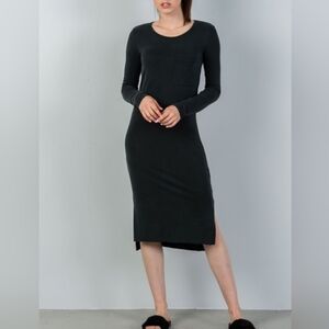 Double Zero washed black midi long sleeve dress size M.